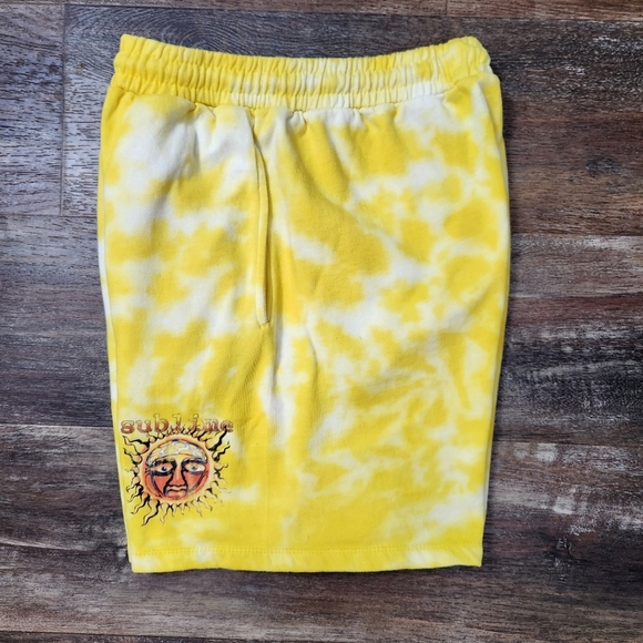 SUBLIME YELLOW TIE DYE SWEATPANT SHORTS SIZE LARGE - Picture 7 of 8